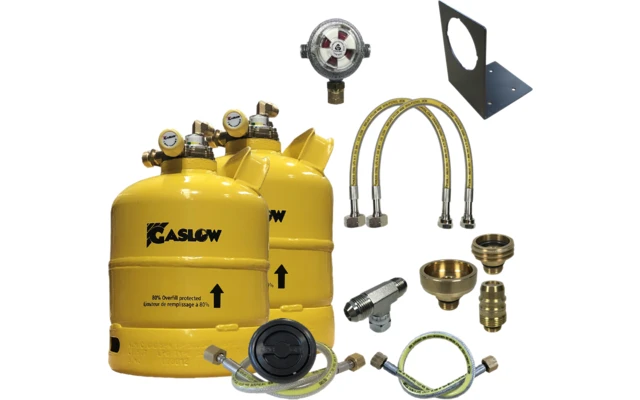 Gaslow LPG Doppel-Zylinder-Kit Mit Einfüllstutzen Und Stutzenhalterung 2,7 Kg 3 Gaslow LPG Doppel-Zylinder-Kit Mit Einfüllstutzen Und Stutzenhalterung 2,7 Kg